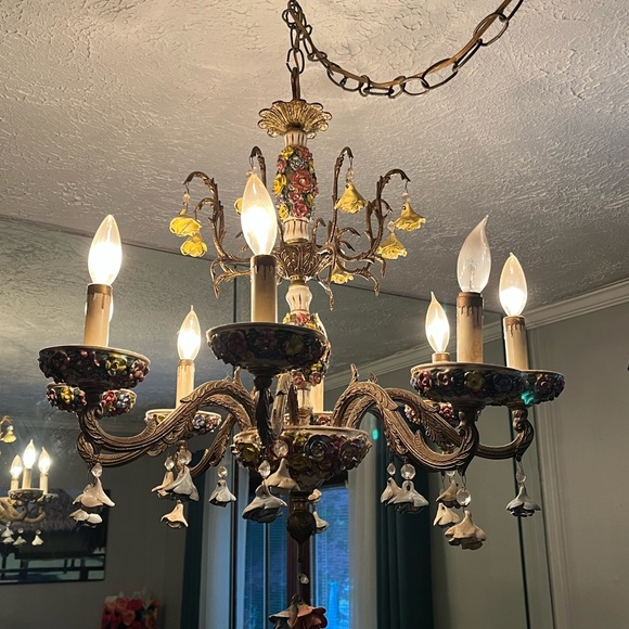 Capodimomte 8 light Rose Chandelier - Picture 5 of 6